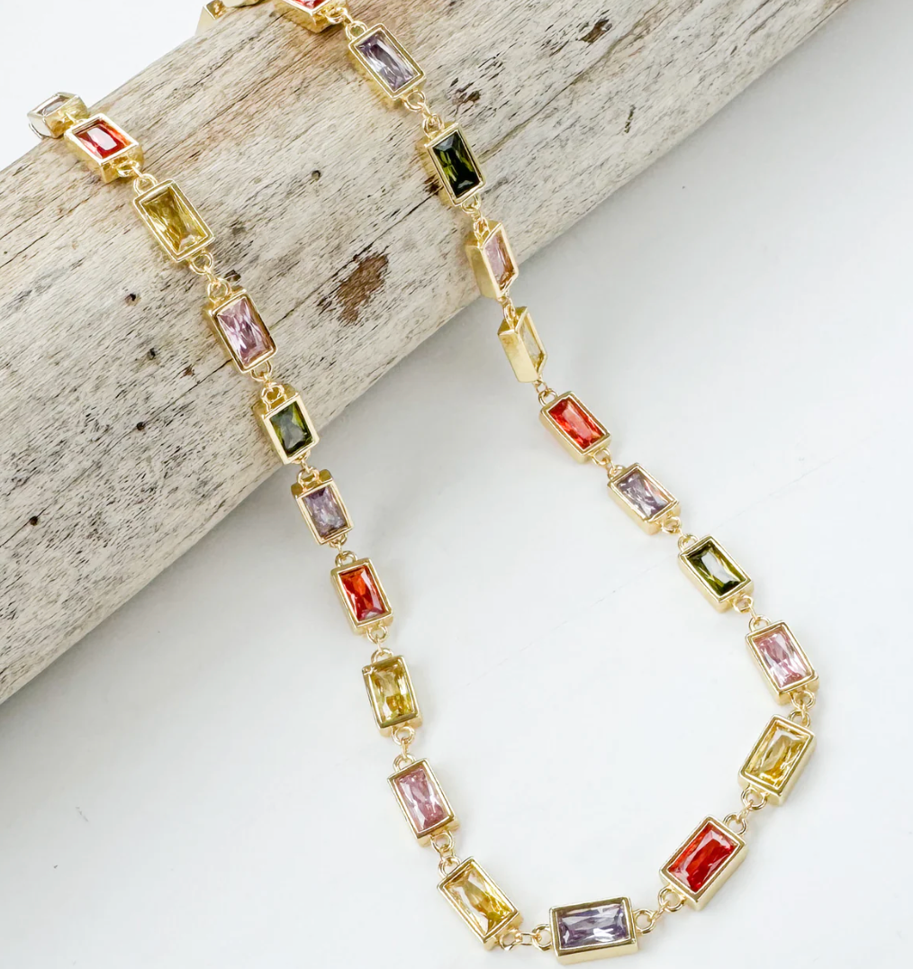 N. CZ Bezel Necklace