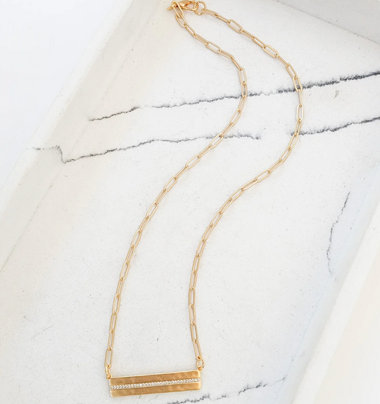 N. Rhinestone Bar Necklace