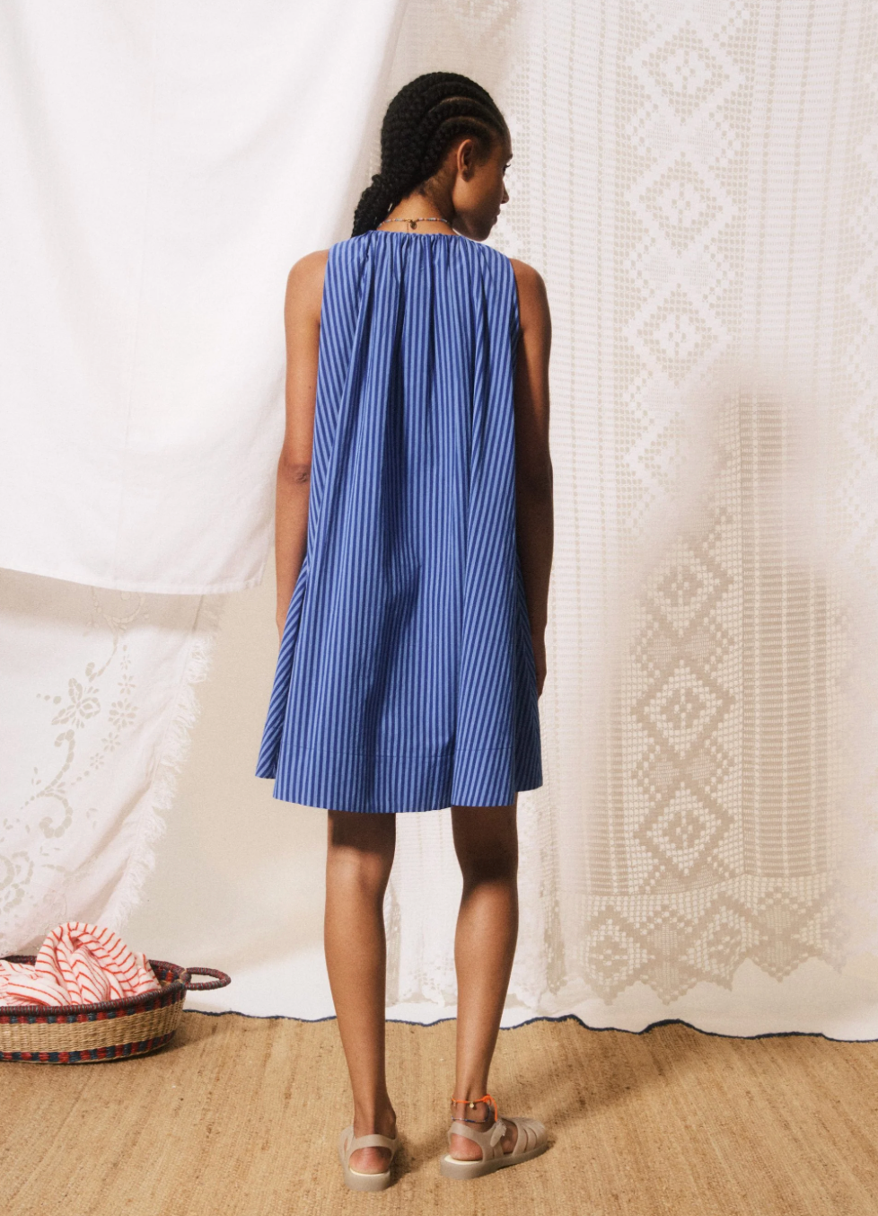 Angela Dress Blue Stripe