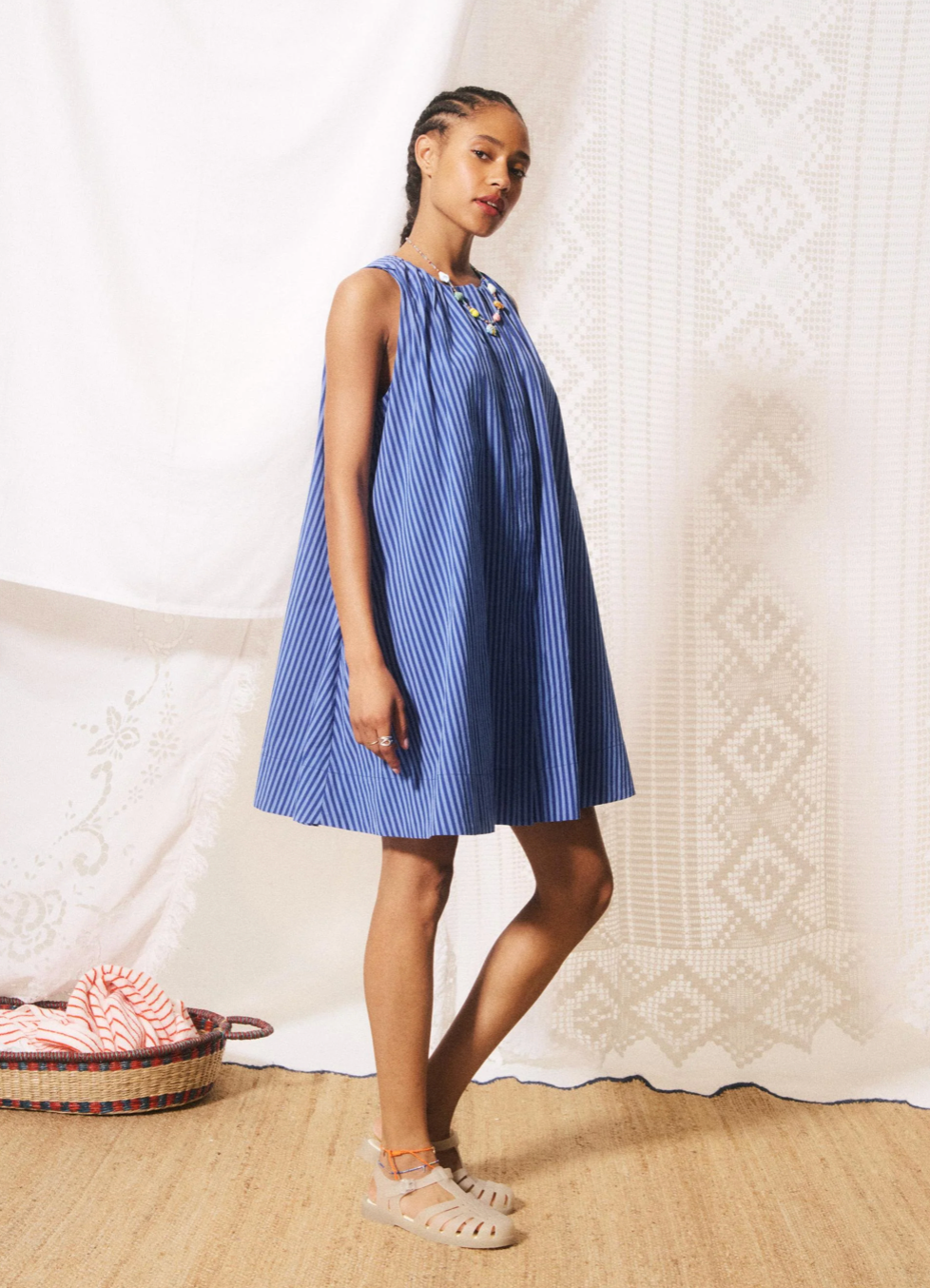 Angela Dress Blue Stripe