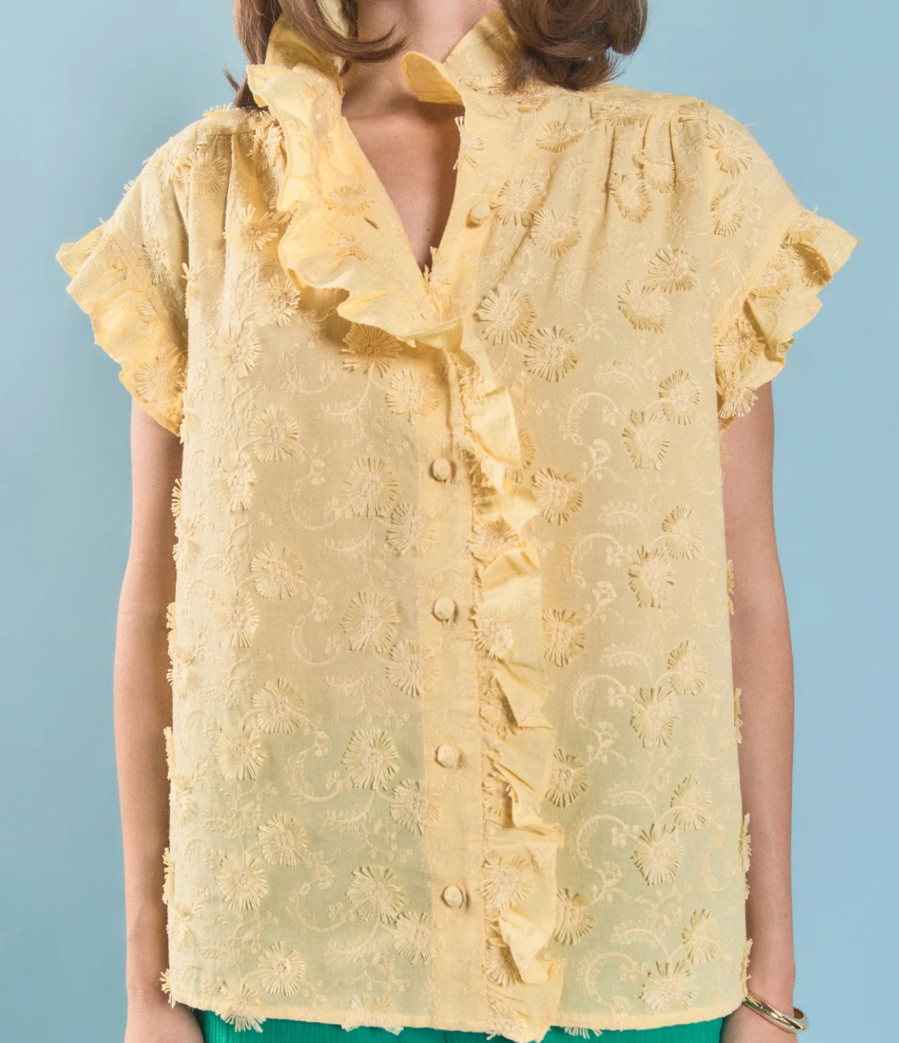Butter Yellow Embroidered Blouse