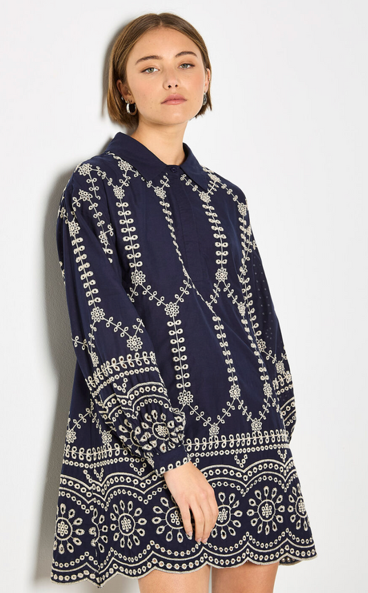 Broderie Swing Shirt Dress