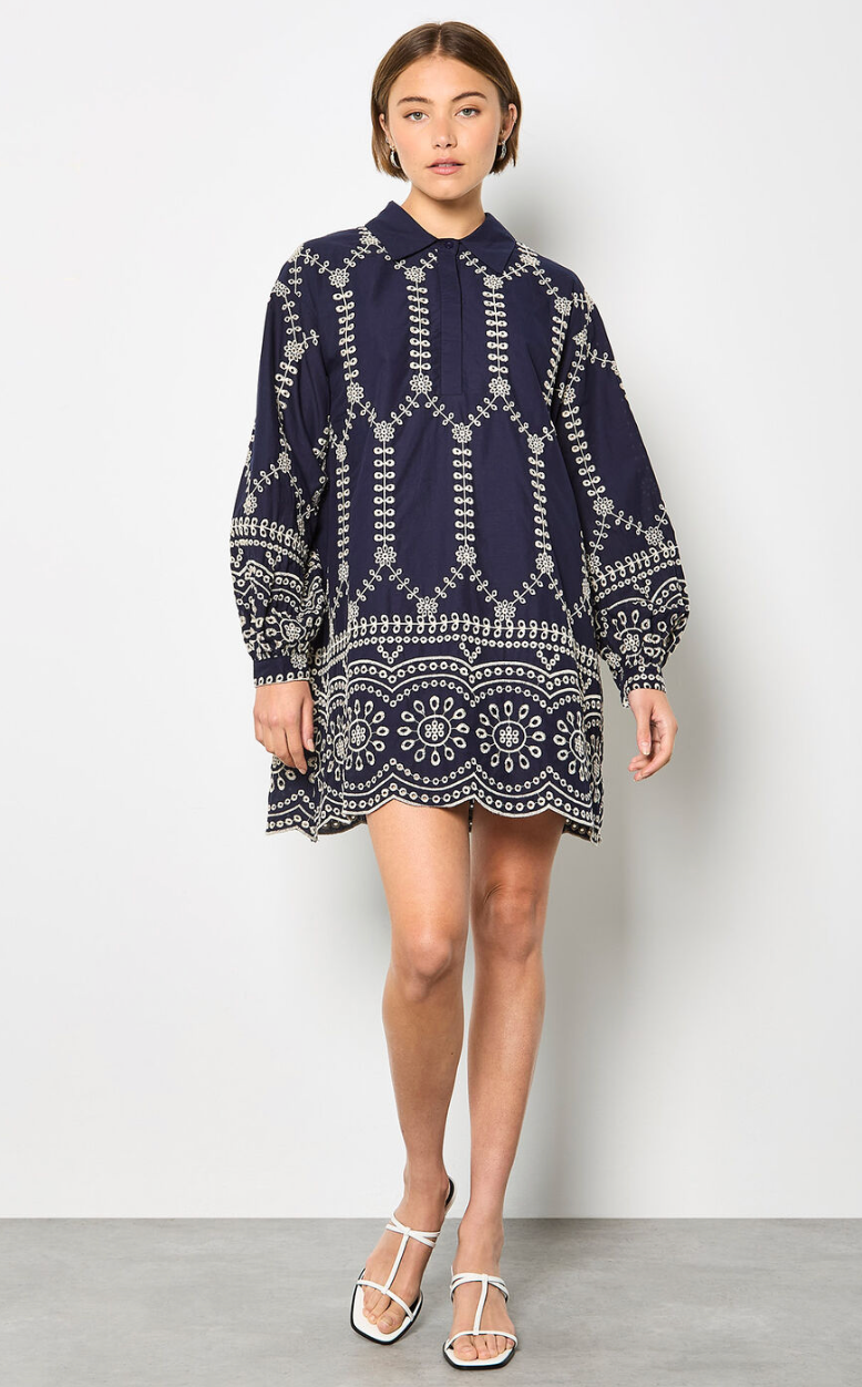 Broderie Swing Shirt Dress