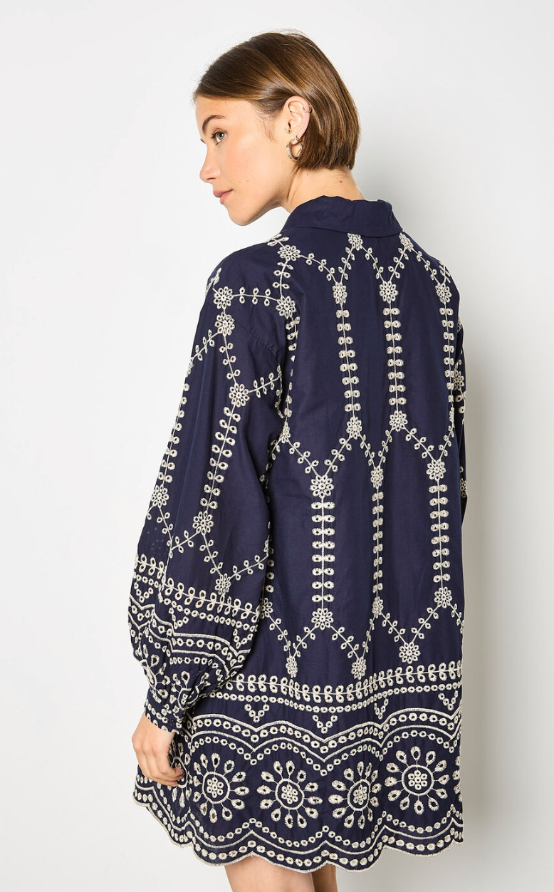 Broderie Swing Shirt Dress