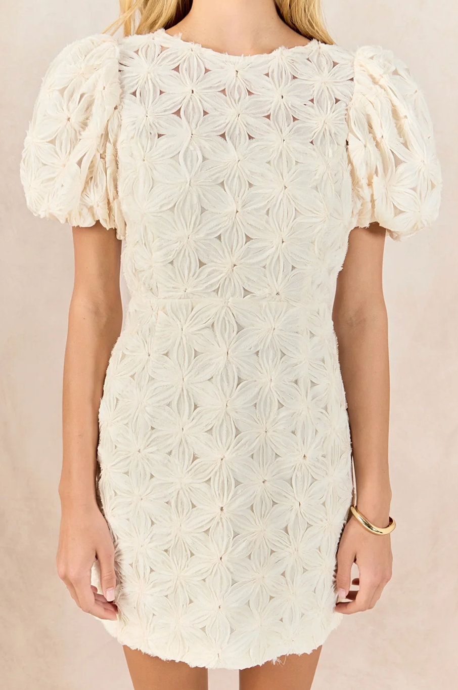 Textured Puff Sleeve Dress