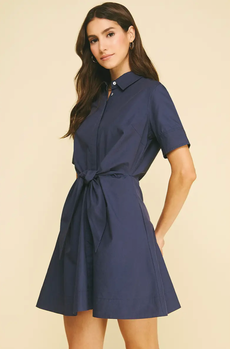 Navy Tie Front Dress