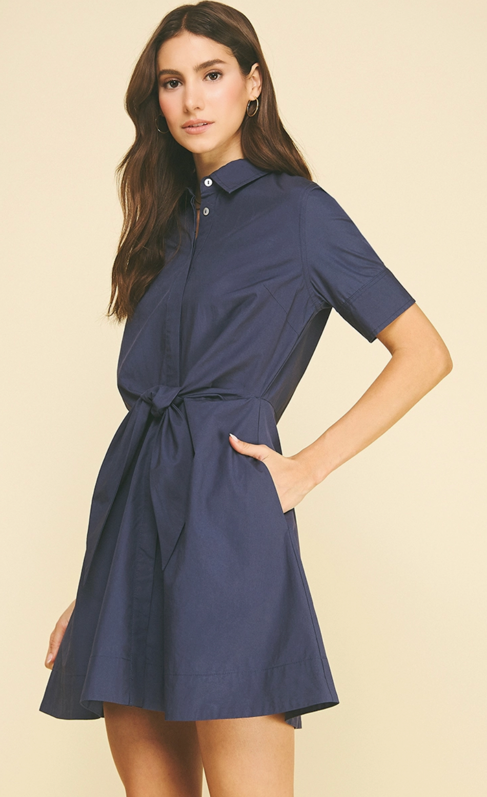 Navy Tie Front Dress