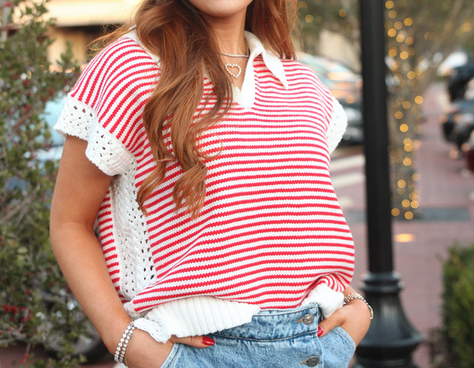 Stripe V-neck Sweater