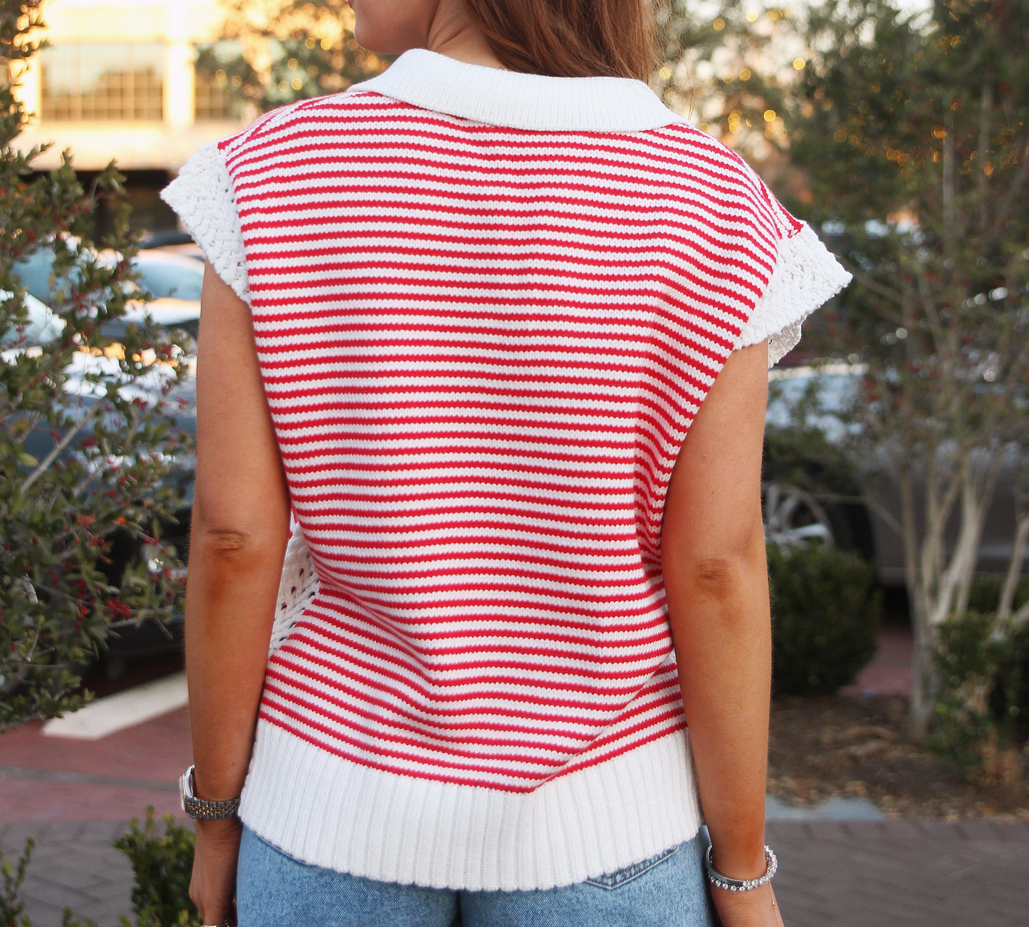 Stripe V-neck Sweater