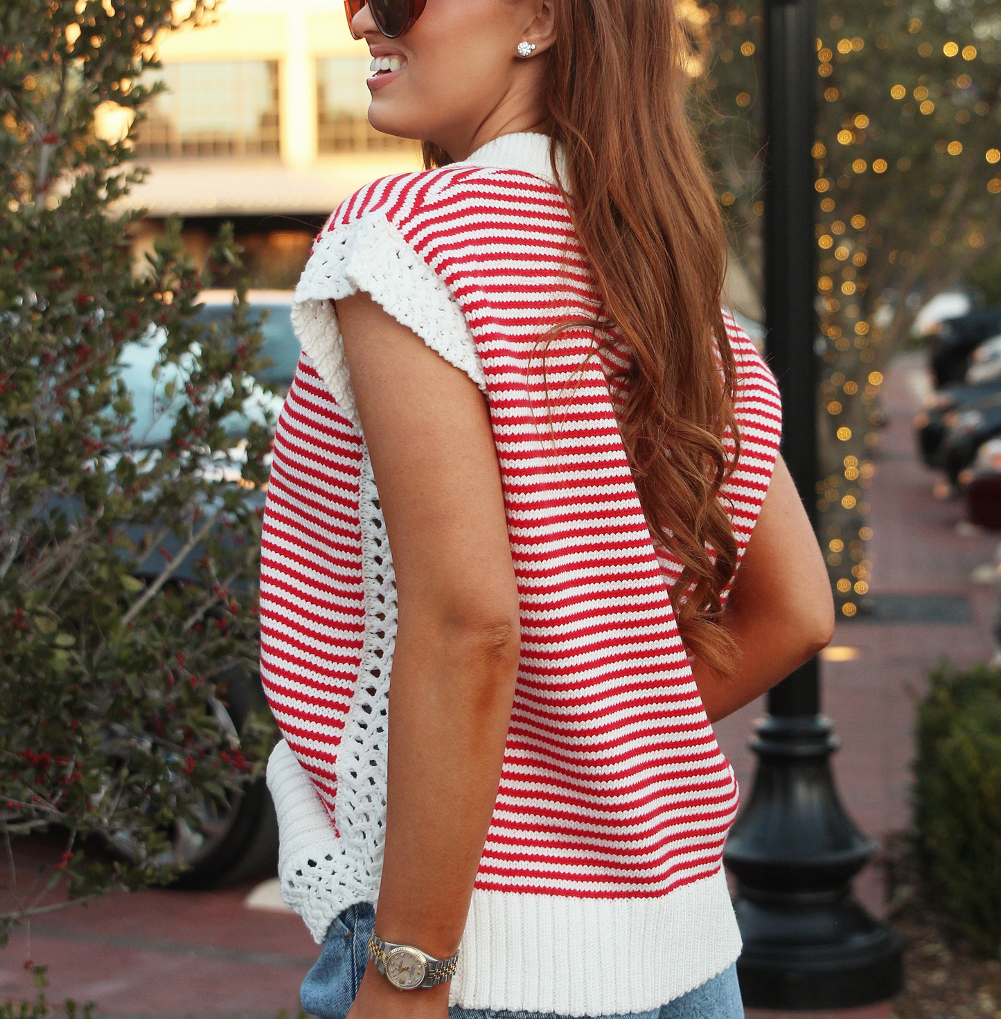 Stripe V-neck Sweater