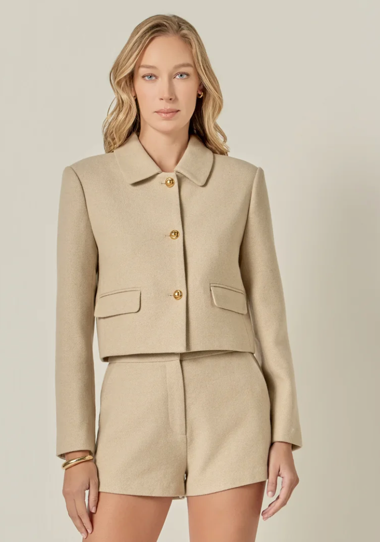 Beige Cropped Jacket