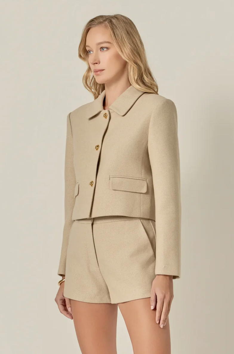 Beige Cropped Jacket