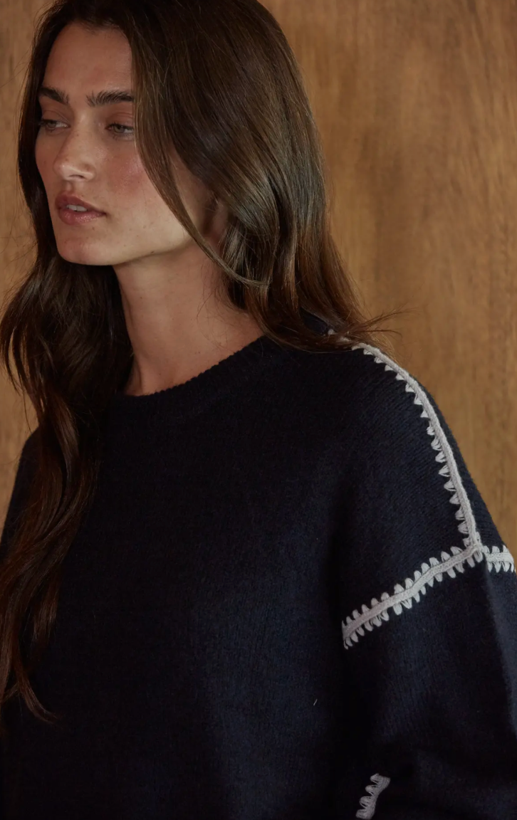 Dark Navy Whipstitch Sweater