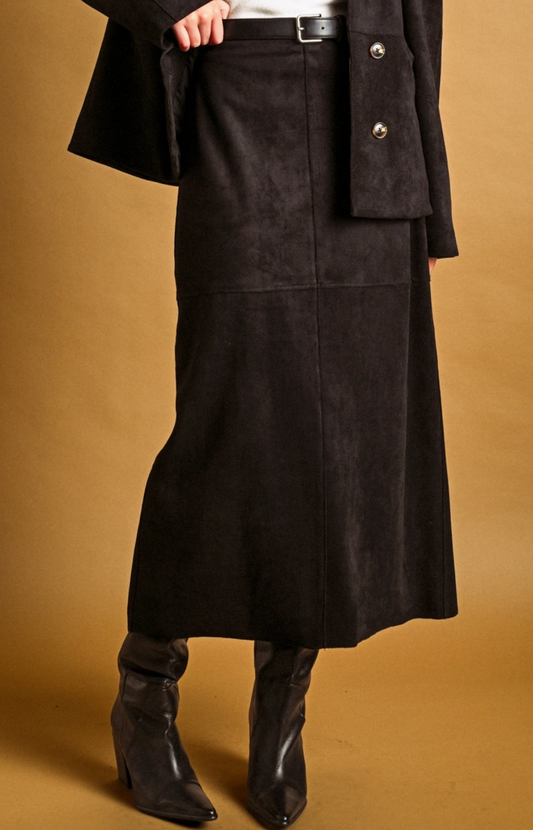 Suede Straight Skirt