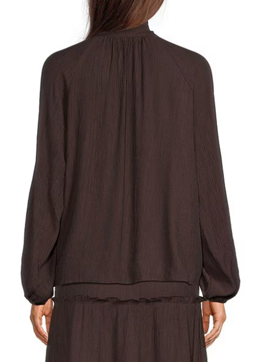 Crinkle Tie Neck Blouse
