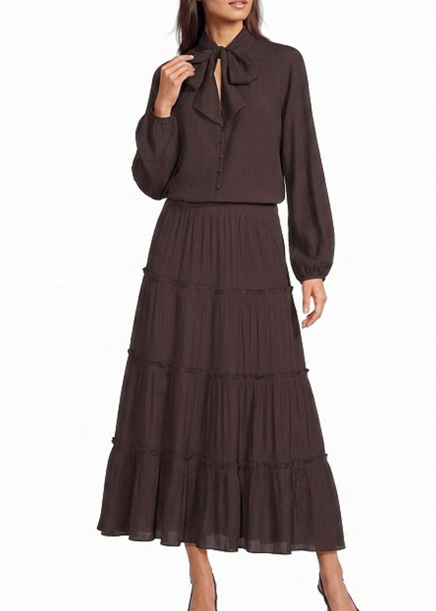 Crinkle Tie Neck Blouse