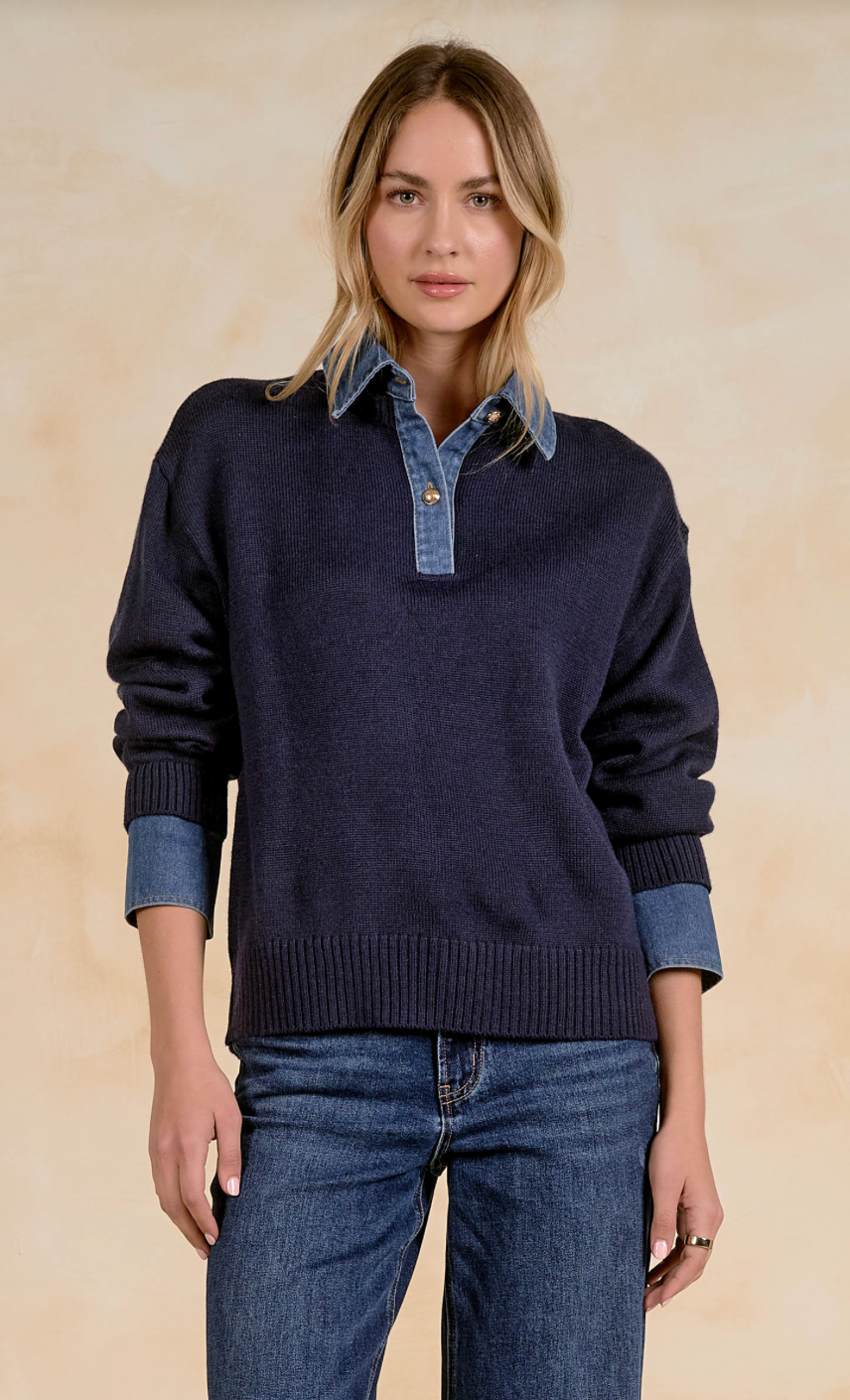 Denim Collared Sweater