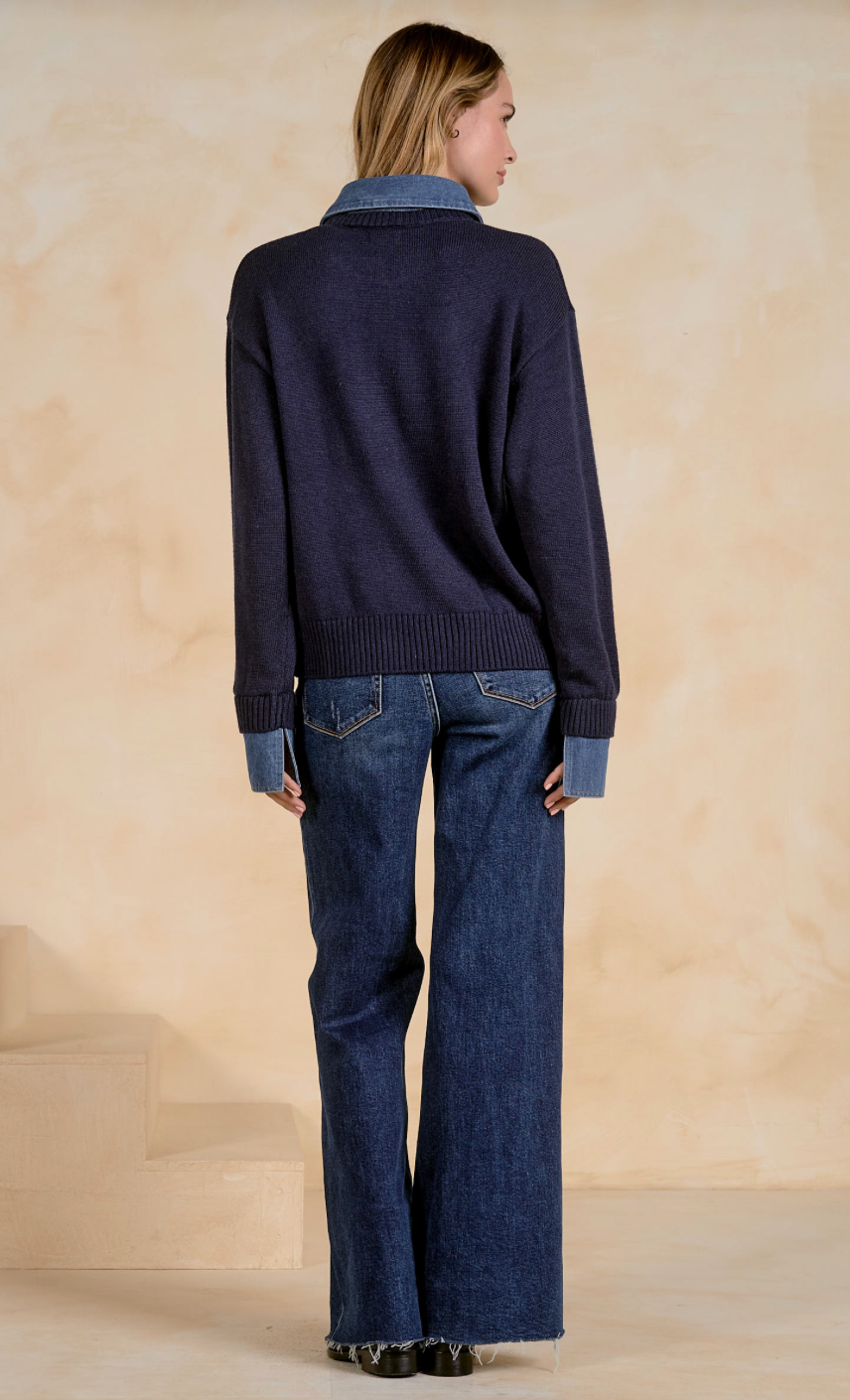 Denim Collared Sweater