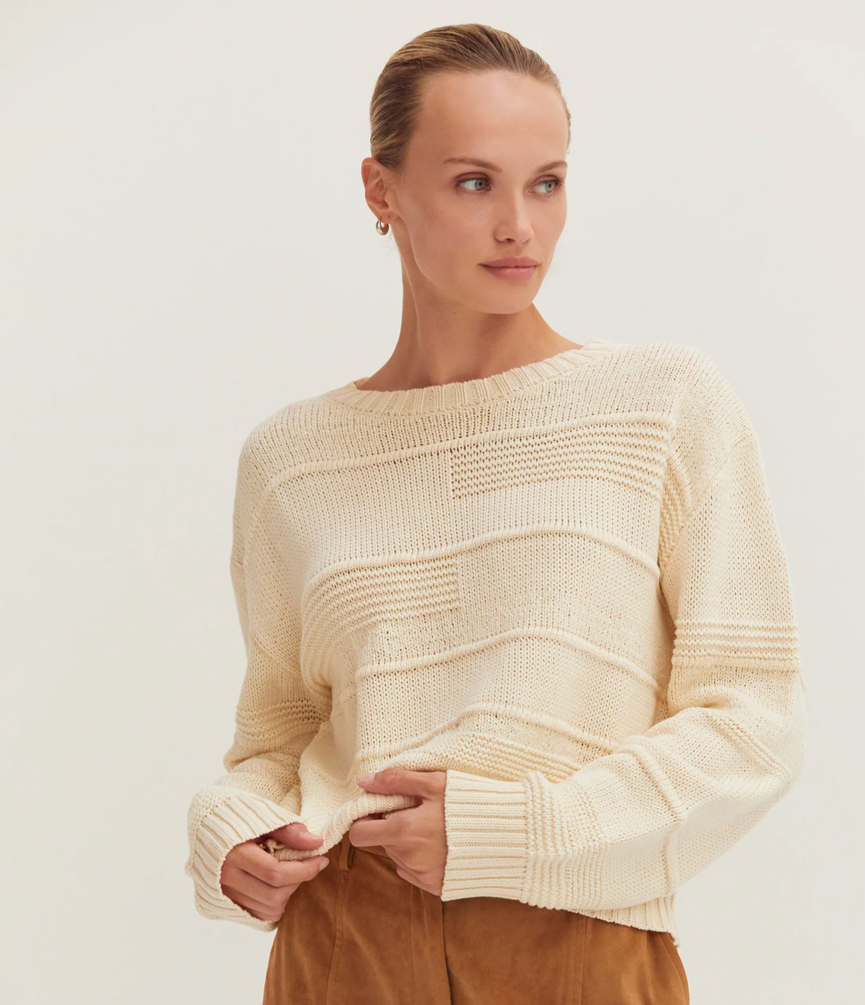 Cassi Textured Shadow-Stripe Sweater