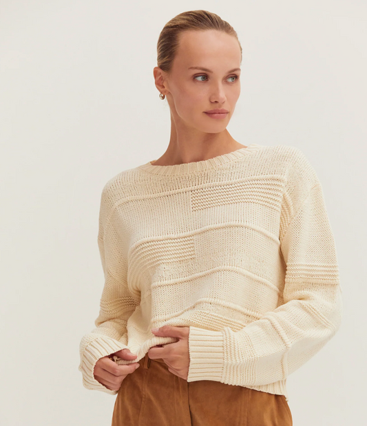 Cassi Textured Shadow-Stripe Sweater
