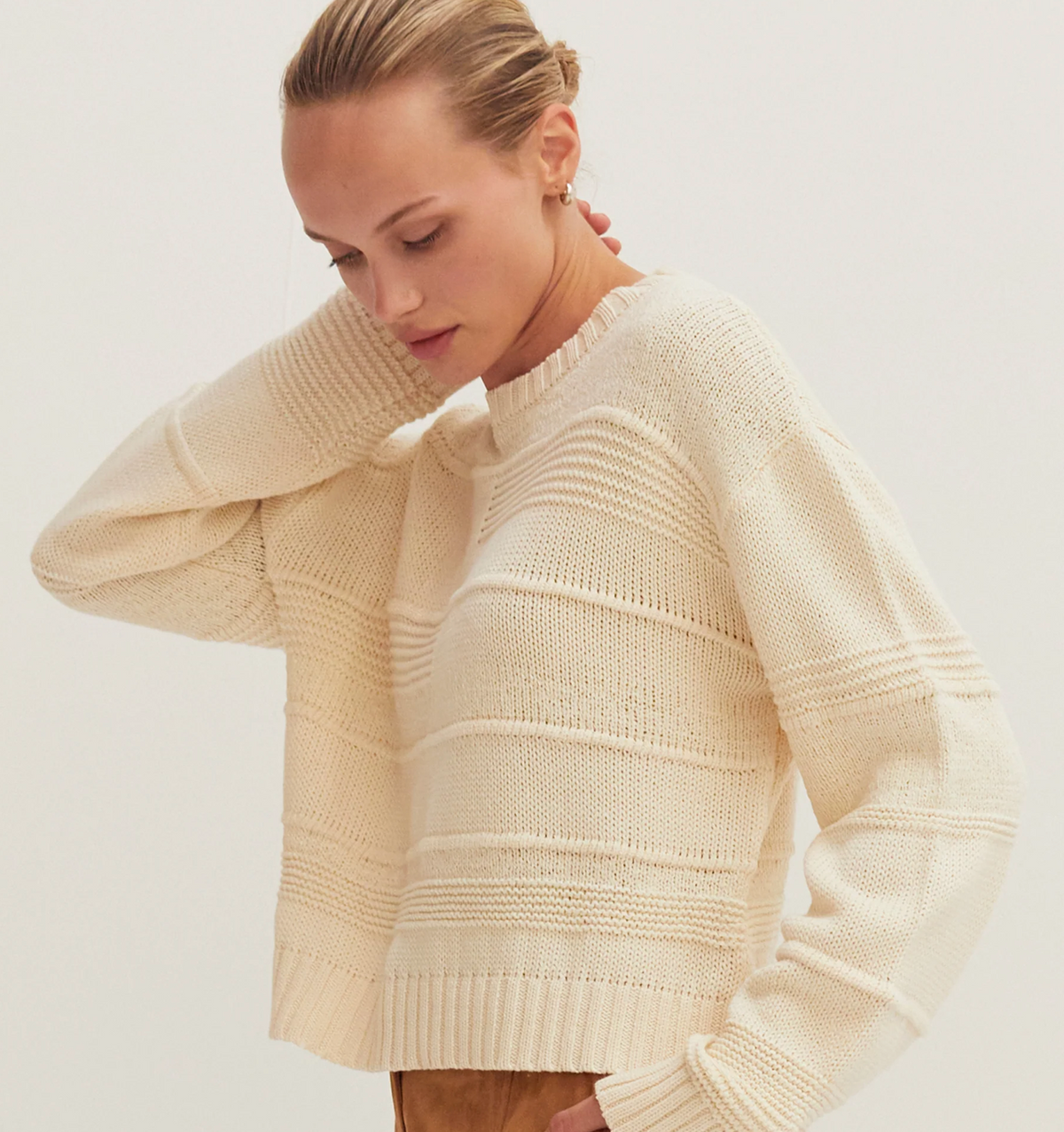 Cassi Textured Shadow-Stripe Sweater