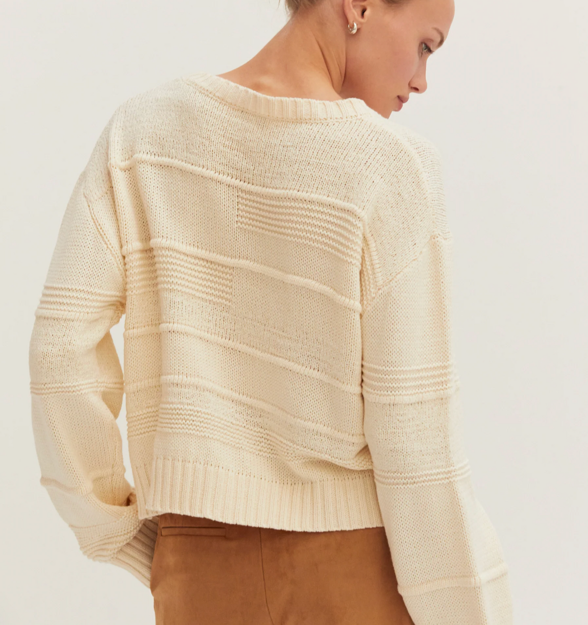 Cassi Textured Shadow-Stripe Sweater