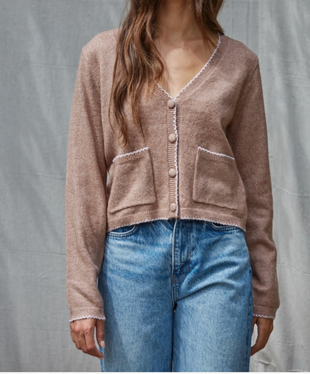 Scallop Taupe Cardi