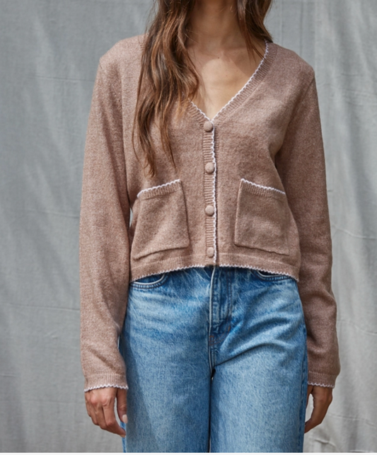 Scallop Taupe Cardi