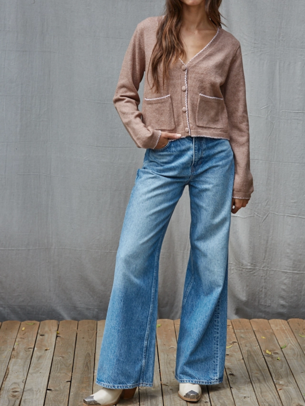 Scallop Taupe Cardi