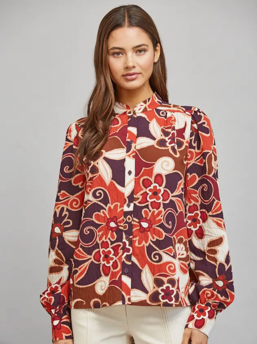 Abstract Fall Floral Top