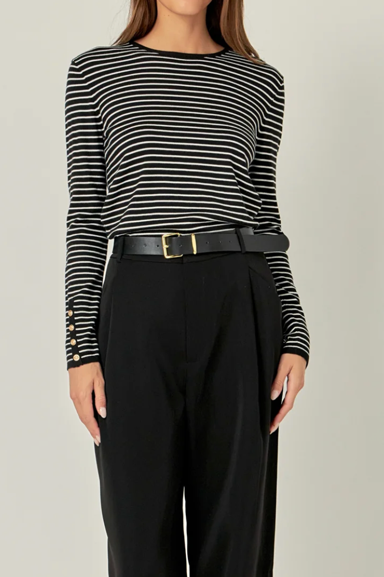 Stripe Knit With Gold Buttons
