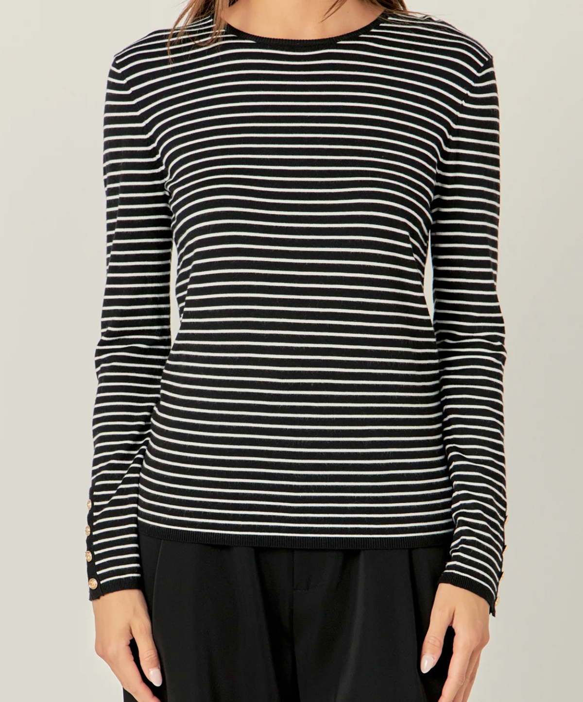Stripe Knit With Gold Buttons