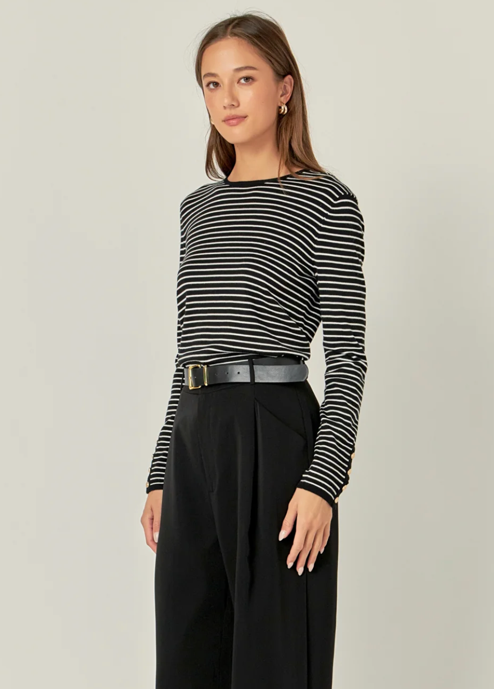 Stripe Knit With Gold Buttons