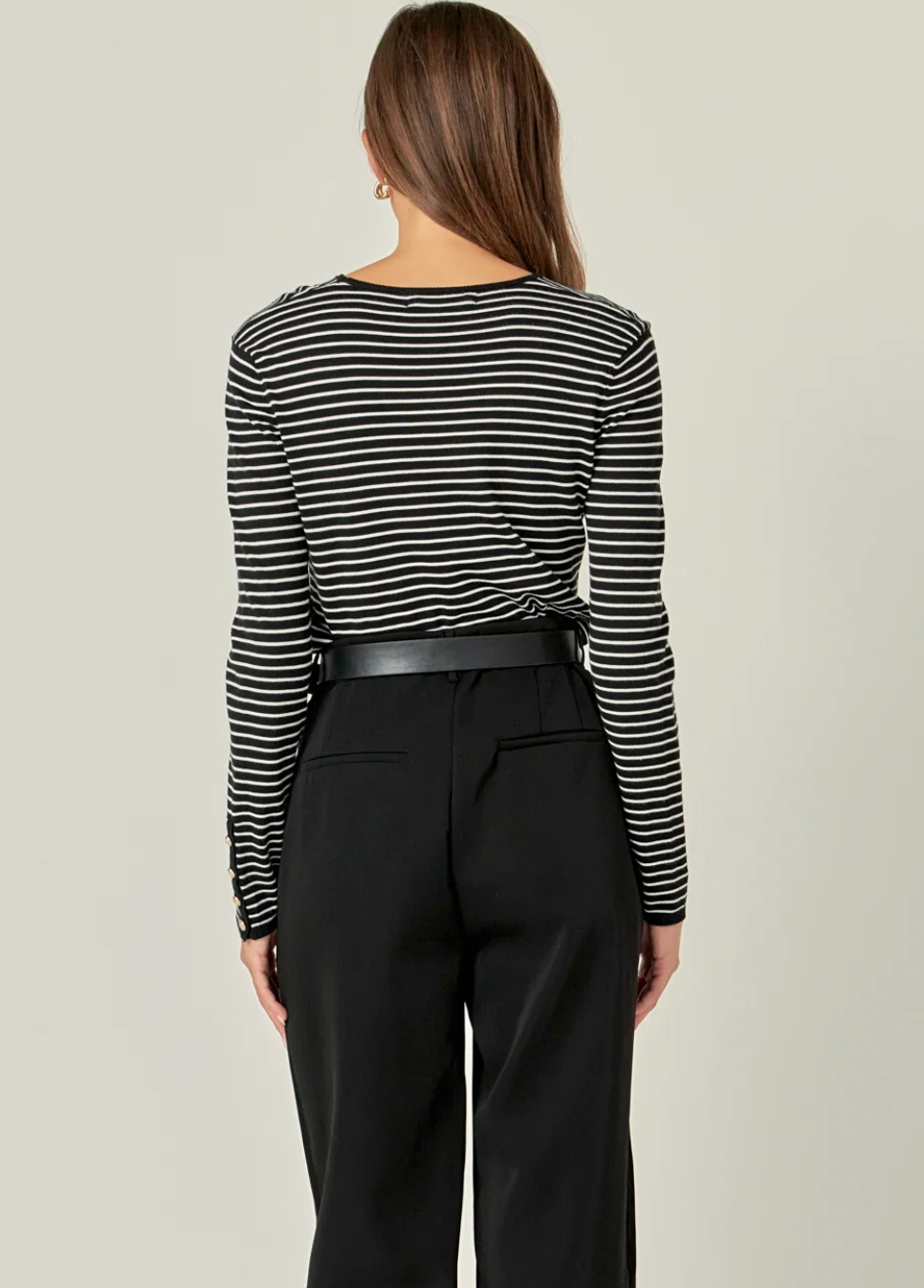 Stripe Knit With Gold Buttons