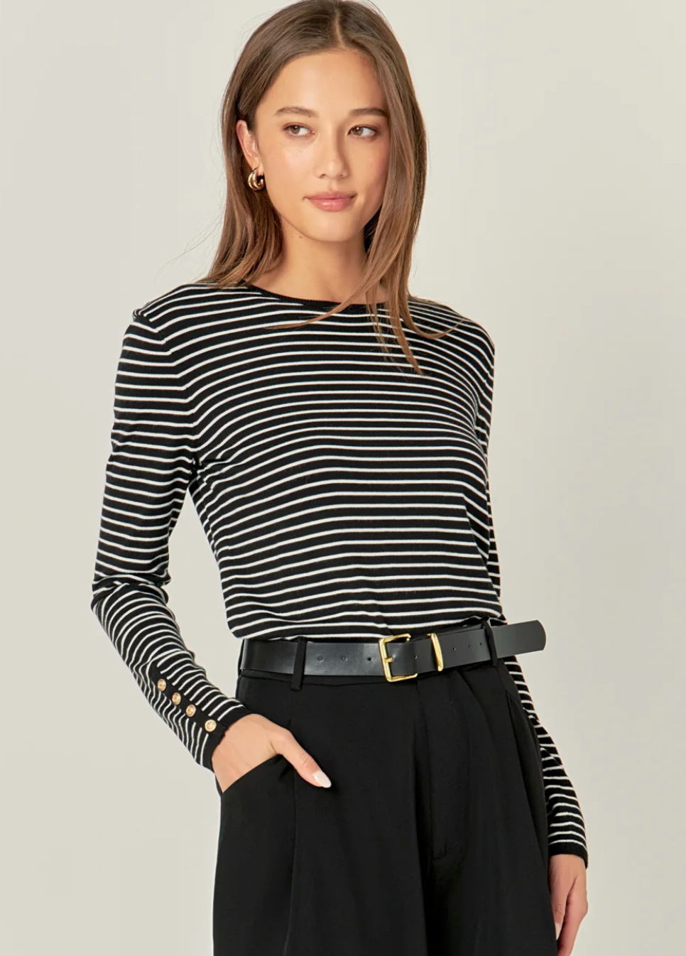 Stripe Knit With Gold Buttons