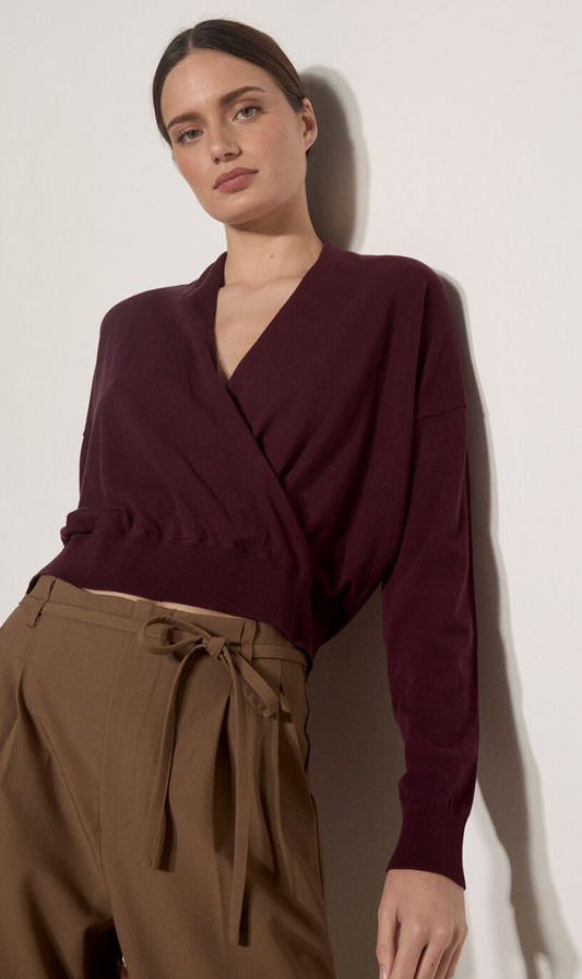 Soft Knit Burgundy Wrap Jumper