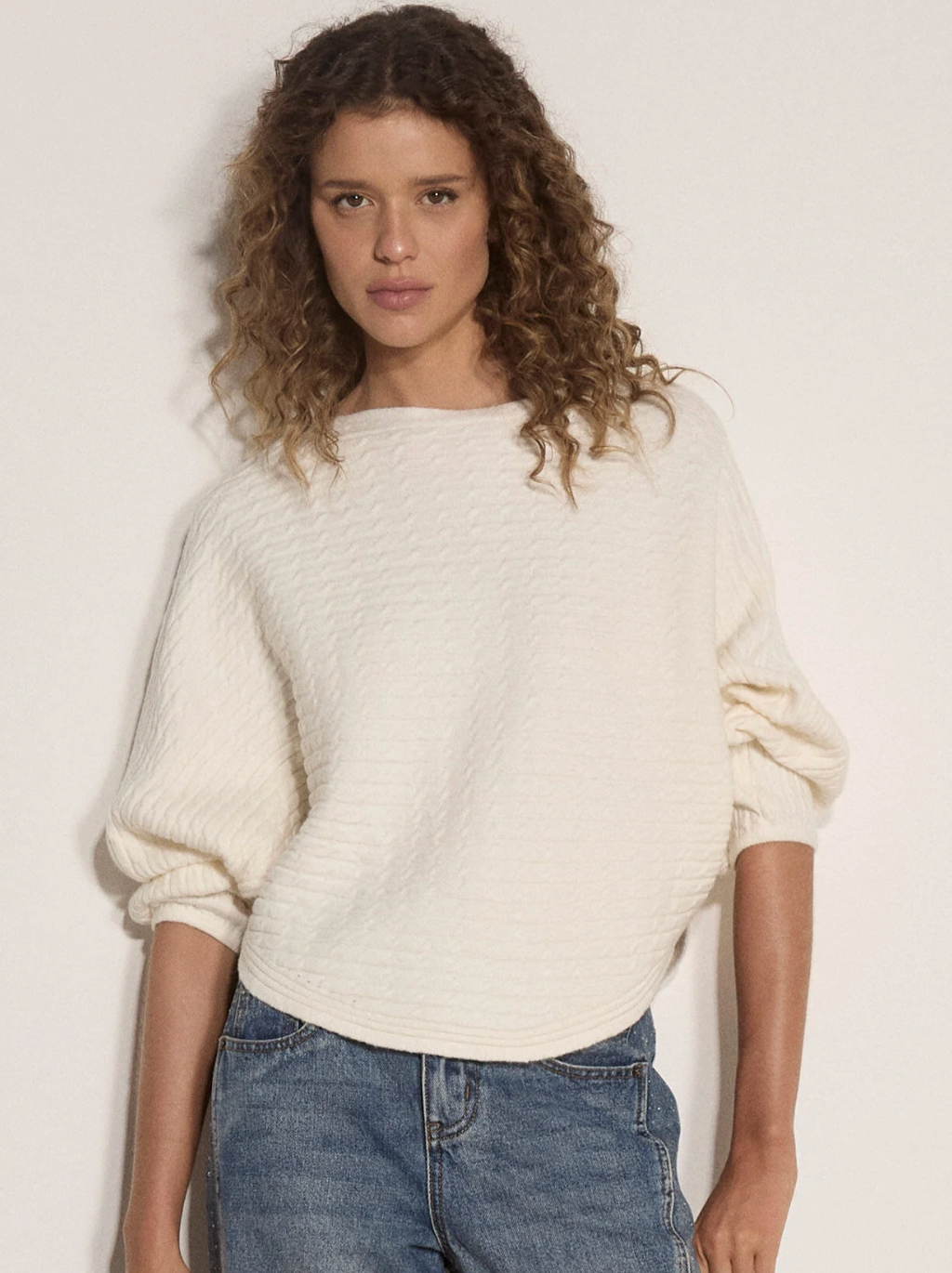 Cream Cable Batwing Jumper