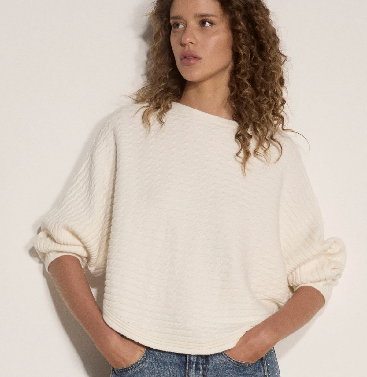 Cream Cable Batwing Jumper