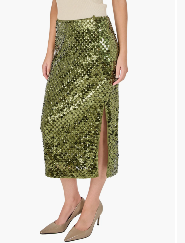 Paillette Pencil Midi Skirt