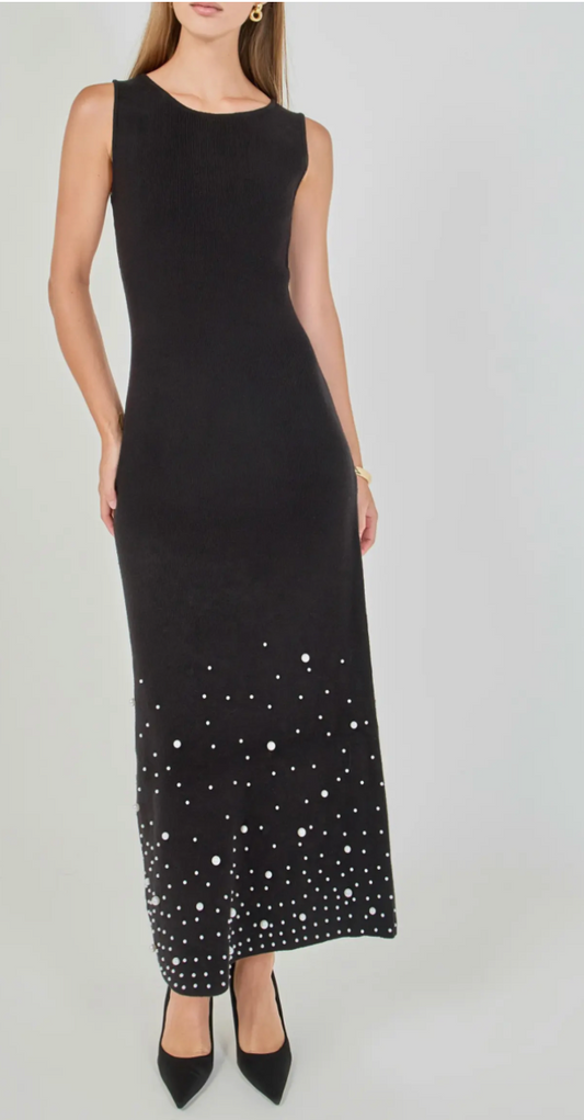Pearl Embellished Maxi Dress