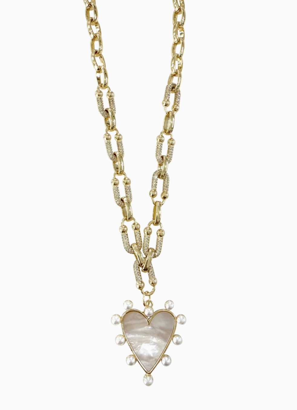 N. Marella Gold Pearl Heart Necklace