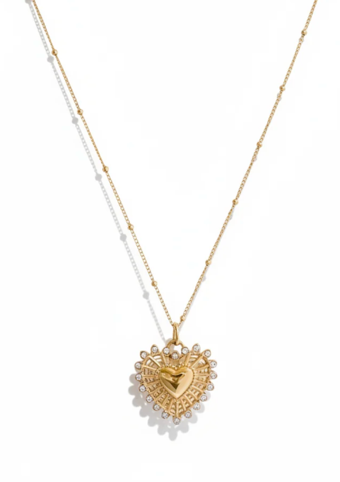 N. Gold Heart Necklace