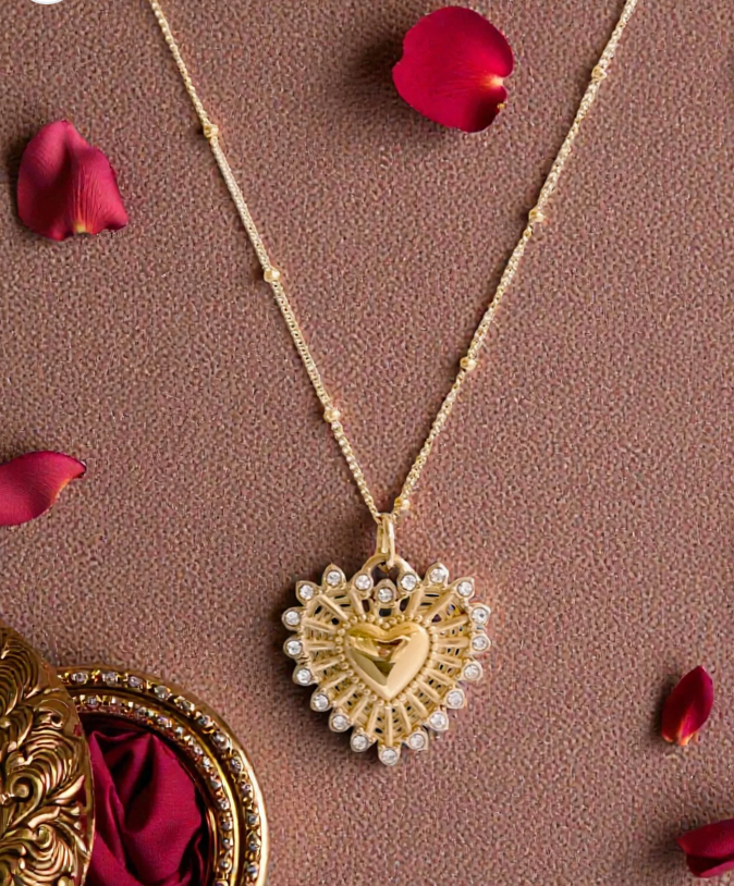 N. Gold Heart Necklace
