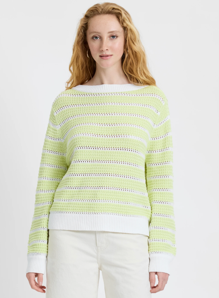 Teddy Knit Open Stripe Pullover