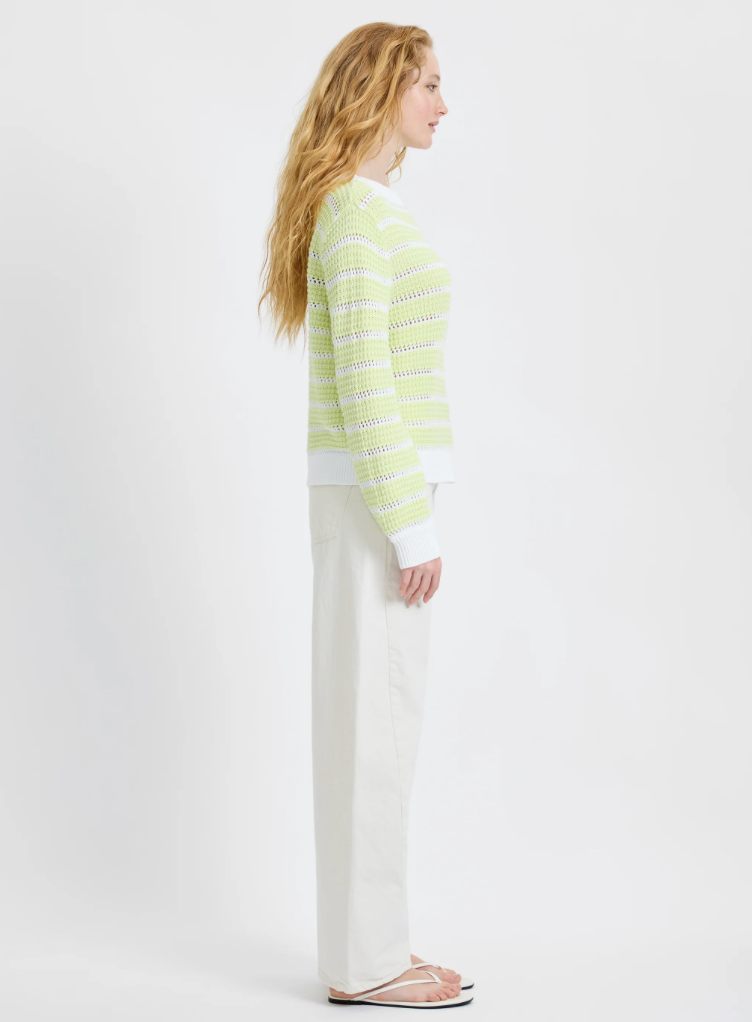 Teddy Knit Open Stripe Pullover