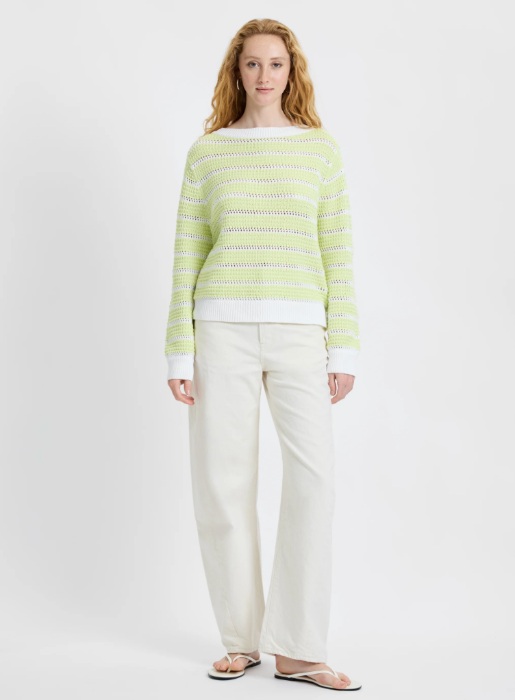 Teddy Knit Open Stripe Pullover