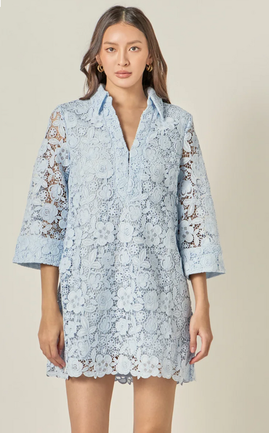 Guipure Lace Mini Dress