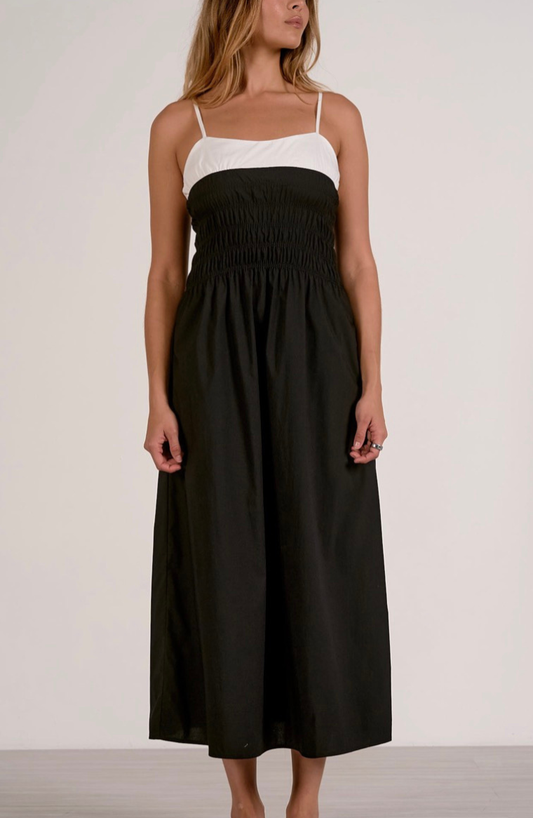 Black & White Ruched Dress