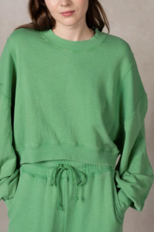 Rib Semi Cropped Sweatshirt
