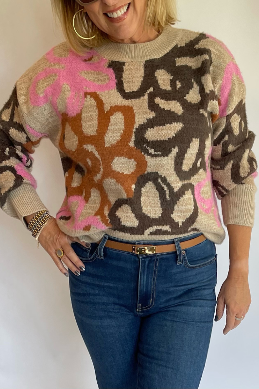 Floral Sweater (Oatmeal)
